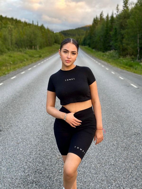 Travel Infinite Black Crop Top