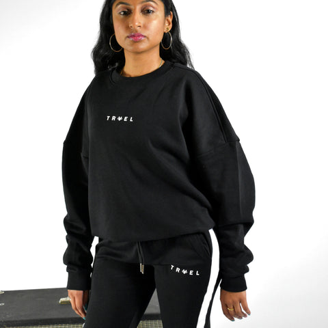 Travel infinite oversized drawstring crewneck